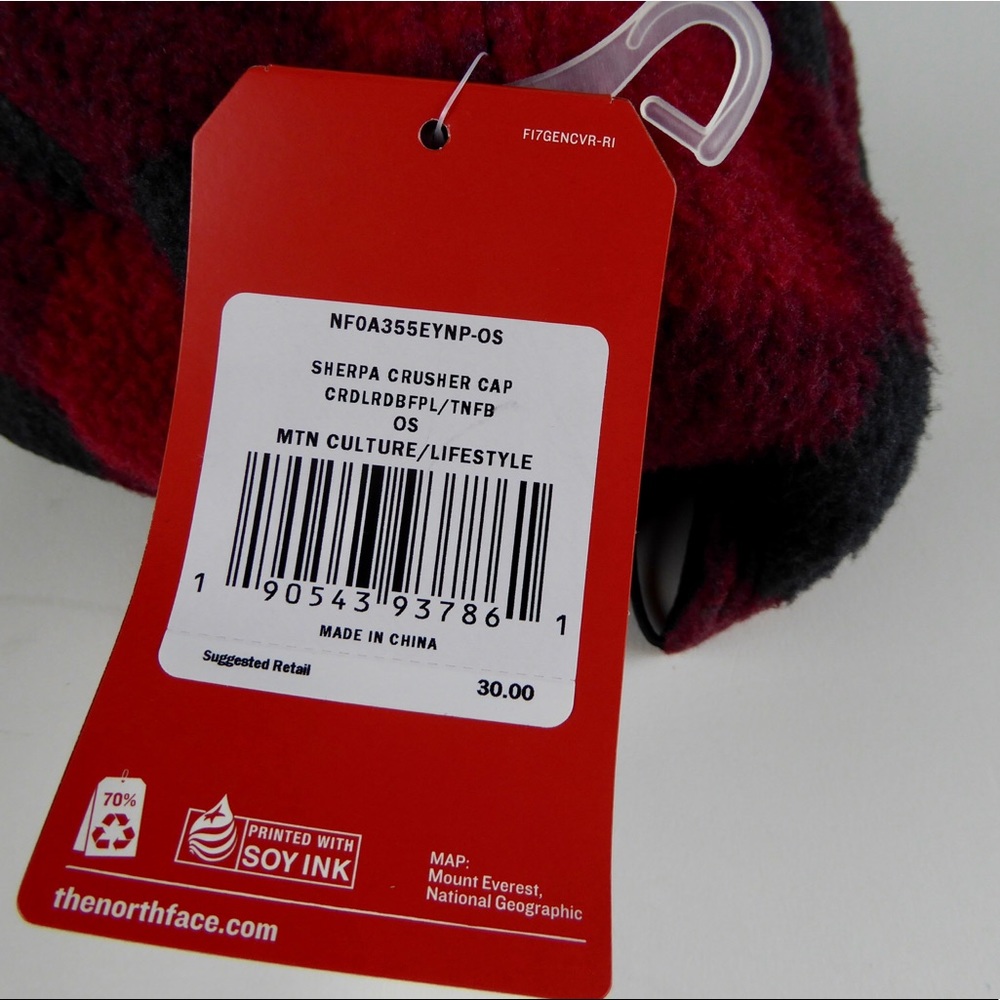 The North Face Sherpa Plaid Fleece Crusher Hat NWT - Picture 3 of 6